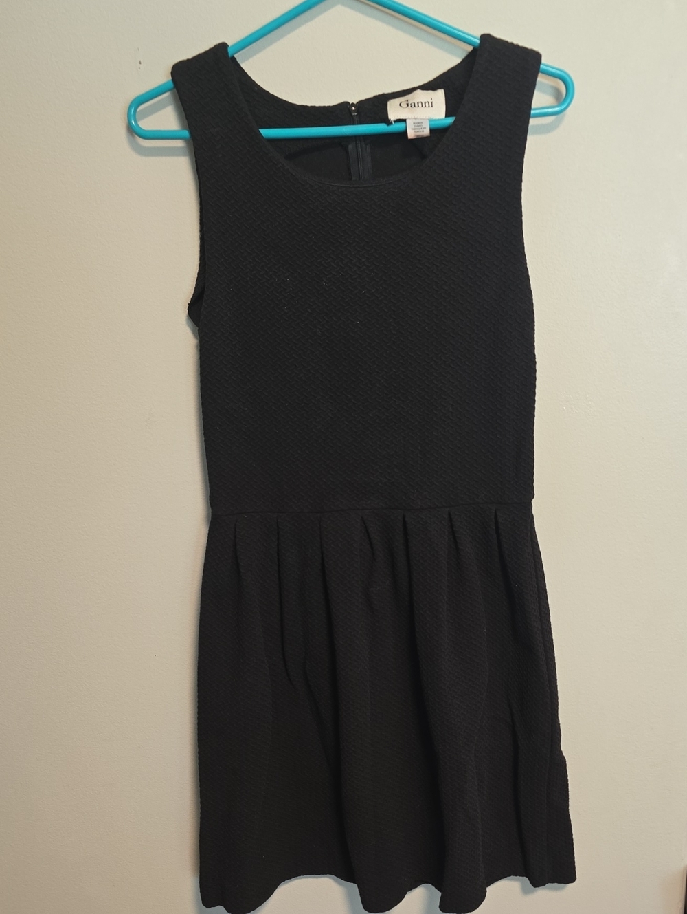 Ganni Black Textured Sleeveless Dress